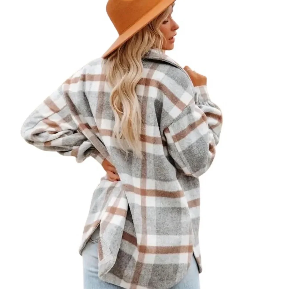 New Plaid Oversized Jacket for Women - Picture 2 of 8